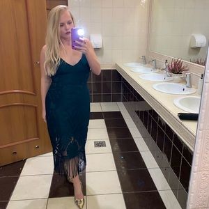 Emerald formal lace-up back dress